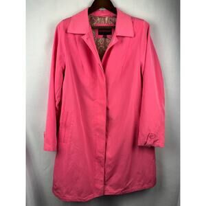 Women’s Avenue Pink Trench Coat Paisley Lining Size 14/16